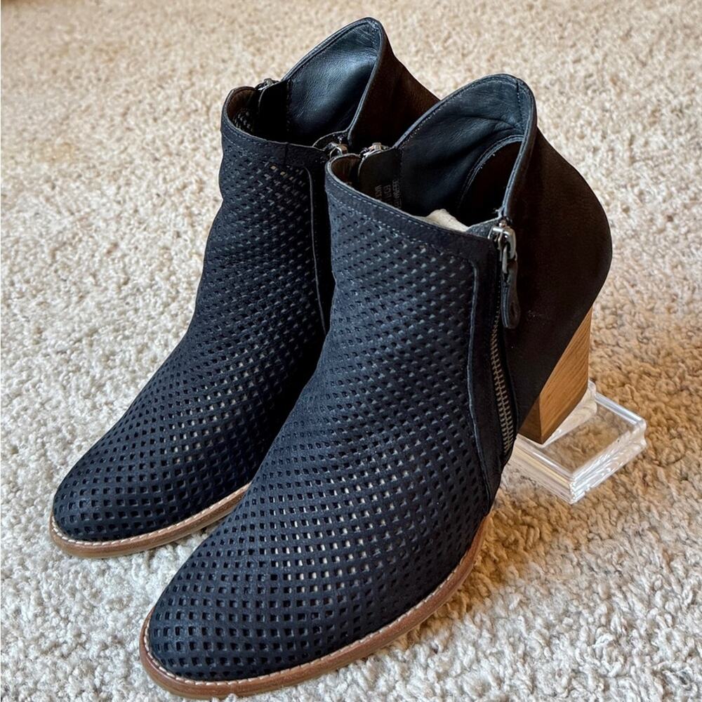 Paul Green Black Perforated Ankle Boots Size 9